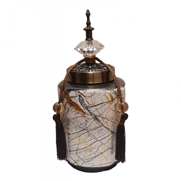 Βάζο με καπάκι Κεραμικό 14x14x32cm Inart 