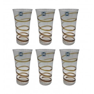 Ποτήρια νερού γυάλινα Μουράνο 460ml σετ 6τεμ Circles 8.5x15.5εκ.