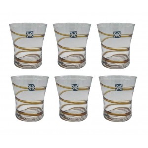 Ποτήρια ουίσκι γυάλινα Μουράνο 400ml σετ 6τεμ Circles 9.5x10.5εκ