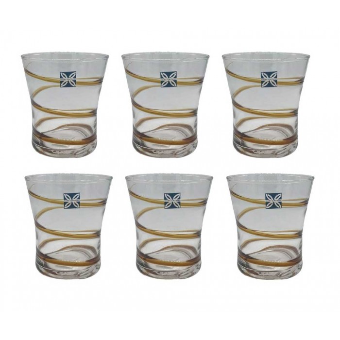 Ποτήρια ουίσκι γυάλινα Μουράνο 400ml σετ 6τεμ Circles 9.5x10.5εκ