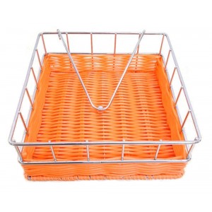 Βάση για χαρτοπετσέτες τετράγωνη ψάθινη Orange Dream 17x17x7.5εκ.