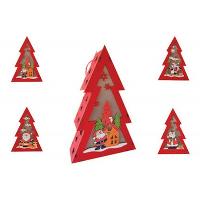 AGC 00001560 Χριστουγεννιάτικο Φωτιζόμενο Δεντράκι Ξύλινο 13x13x15cm 