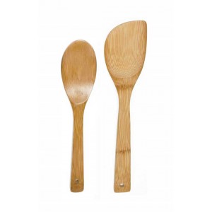 Bamboo Σετ Ξύλινων Εργαλείων Μαγειρικής με Κουτάλες 2 τεμαχίων Cookman