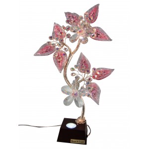 Λουλούδι κρυστάλλινο διακοσμητικό σε ξύλινη βάση με φως ρεύματος 22x11x40εκ. Bonsai de cristal 15027-ΙL