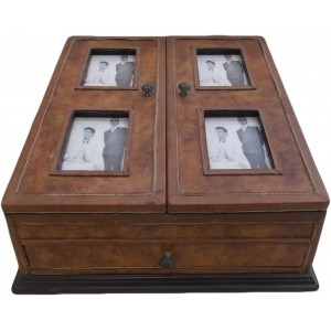 Μπιζουτιέρα δερμάτινη 40x38.5x19.5εκ. με 4 κορνίζες και συρτάρι