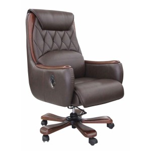 Καρέκλα γραφείου διευθυντική με καφέ δέρμα 73x76x125εκ B433