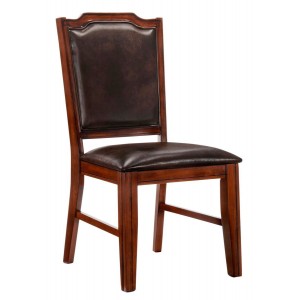 Καρέκλα ξύλινη Rubberwood με δέρμα 53x57x102εκ. Country House