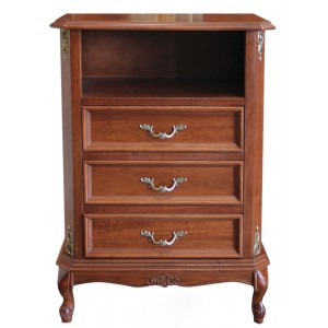 Κομοδίνο Ξύλινο Καρυδιάς με συρτάρια 58x35x82cm ForHome 447503