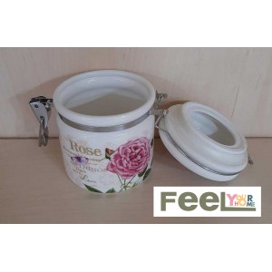 Δοχείο τροφίμων 800ml πορσελάνης με κλιπ ασφαλείας 14x11x15εκ. σχέδιο Roses