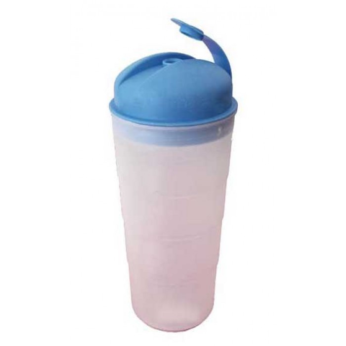 Σεικερ πλαστικό 500ml μπλε με καπάκι ασφαλείας και τρύπα για καλαμάκι 8.5x19εκ.