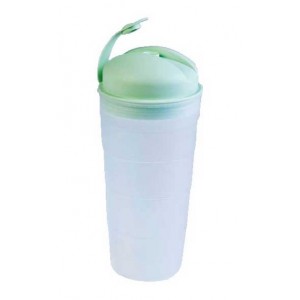 Σεικερ πλαστικό 500ml πράσινο με καπάκι ασφαλείας και τρύπα για καλαμάκι 8.5x19εκ.