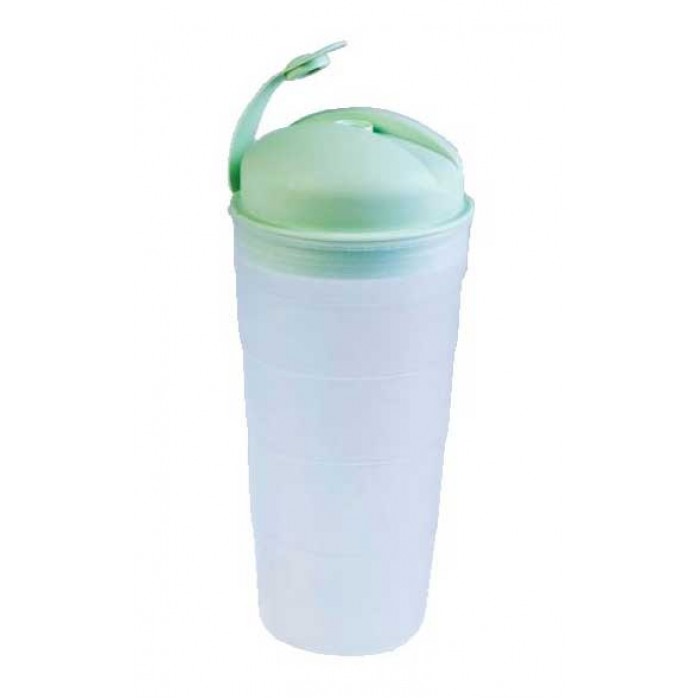 Σεικερ πλαστικό 500ml πράσινο με καπάκι ασφαλείας και τρύπα για καλαμάκι 8.5x19εκ.