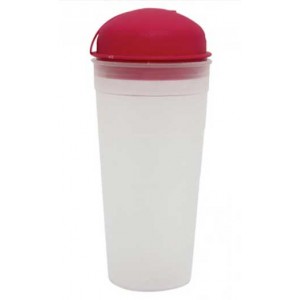 Σεικερ πλαστικό 500ml κόκκινο με καπάκι ασφαλείας και τρύπα για καλαμάκι 8.5x19εκ.
