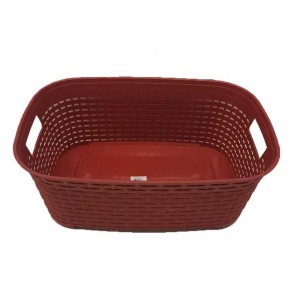 Καλάθι ρούχων πλαστικό κερασί Rattan 30 λίτρα 52x35x21εκ.