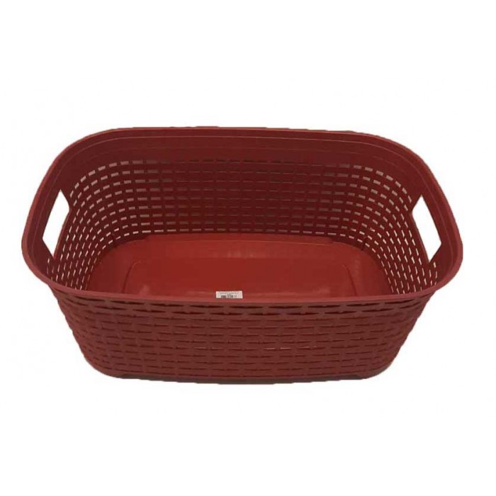 Καλάθι ρούχων πλαστικό κερασί Rattan 30 λίτρα 52x35x21εκ.