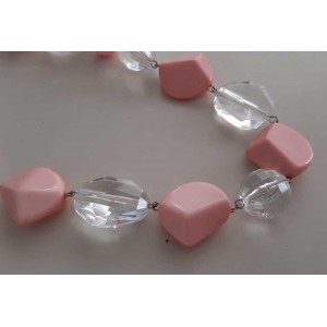 Μπιζού κρεμαστό χειροποίητο χάντρες 25εκ. Pink Diamond