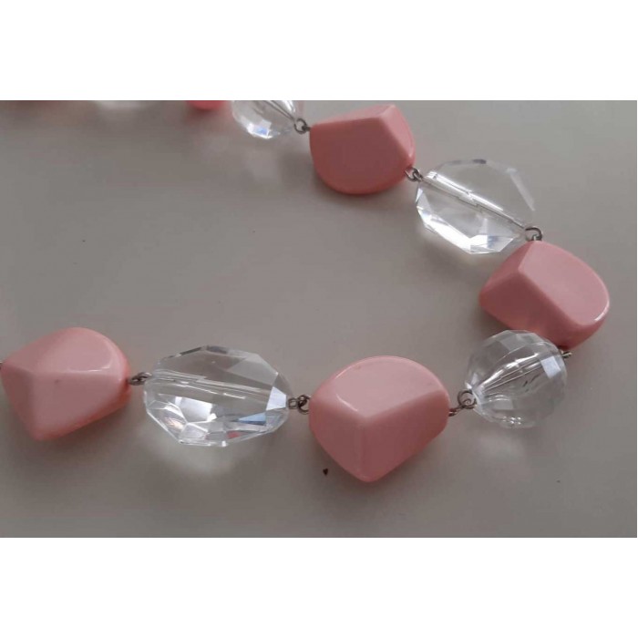 Μπιζού κρεμαστό χειροποίητο χάντρες 25εκ. Pink Diamond