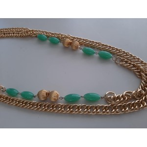 Μπιζού κρεμαστό χειροποίητο χάντρες 37εκ. Metal Emerald