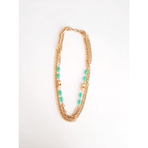 Μπιζού κρεμαστό χειροποίητο χάντρες 37εκ. Metal Emerald