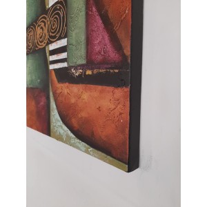 Πίνακας σε καμβά ανάγλυφο σχέδιο Abstract Circles Art 60x60x4εκ. KC-271