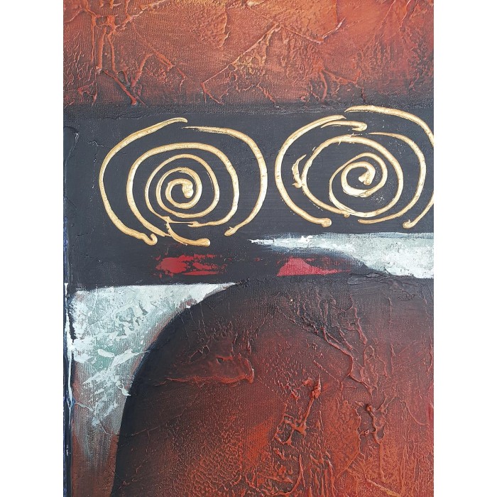 Πίνακας σε καμβά ανάγλυφο σχέδιο Abstract Circles Art 60x60x4εκ. KC-272