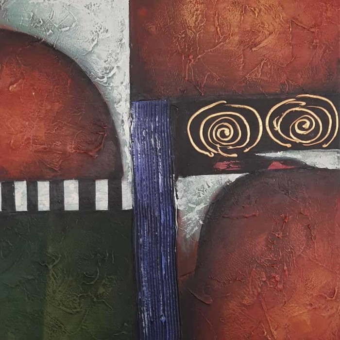 Πίνακας σε καμβά ανάγλυφο σχέδιο Abstract Circles Art 60x60x4εκ. KC-272