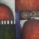 Πίνακας σε καμβά ανάγλυφο σχέδιο Abstract Circles Art 60x60x4εκ. KC-272