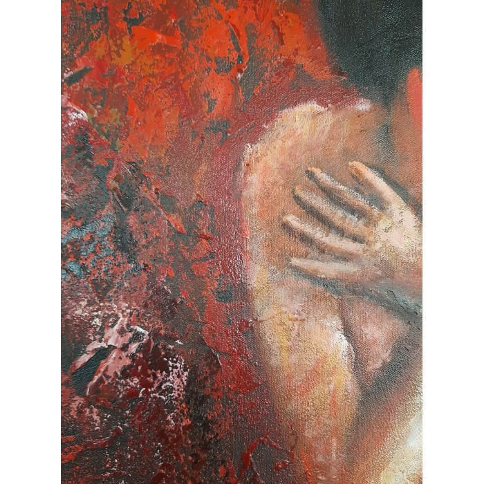 Πίνακας σε καμβά ανάγλυφο σχέδιο The Lonely Woman 50x60x4εκ.