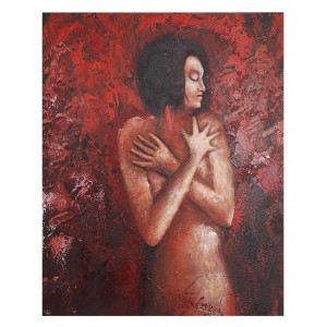 Πίνακας σε καμβά ανάγλυφο σχέδιο The Lonely Woman 50x60x4εκ.