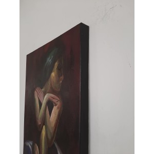 Πίνακας σε καμβά ανάγλυφο σχέδιο Sensual Woman 50x100x4εκ.