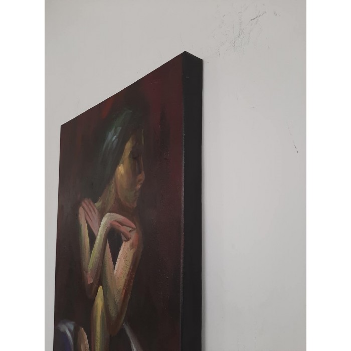Πίνακας σε καμβά ανάγλυφο σχέδιο Sensual Woman 50x100x4εκ.