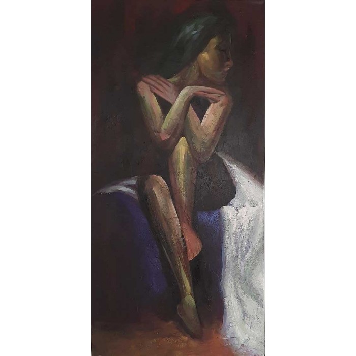 Πίνακας σε καμβά ανάγλυφο σχέδιο Sensual Woman 50x100x4εκ.
