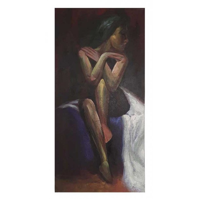Πίνακας σε καμβά ανάγλυφο σχέδιο Sensual Woman 50x100x4εκ.