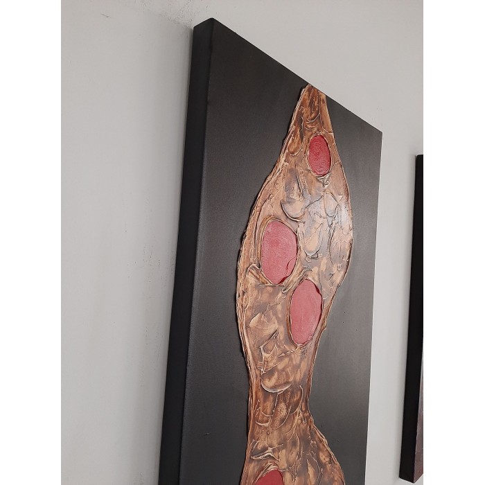 Πίνακας σε καμβά ανάγλυφο σχέδιο Abstract Red and Black Art 100x50x4εκ.