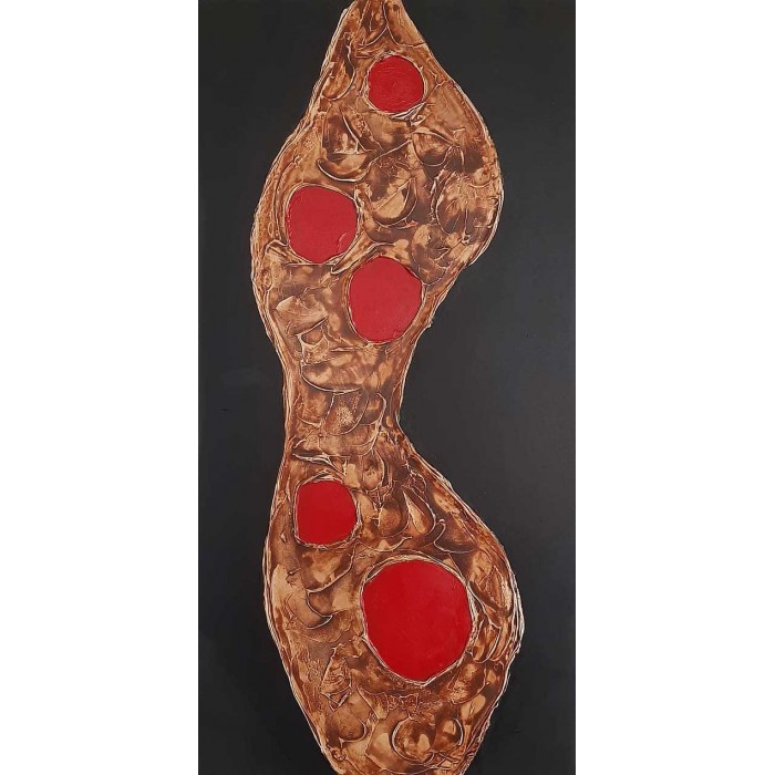 Πίνακας σε καμβά ανάγλυφο σχέδιο Abstract Red and Black Art 100x50x4εκ.