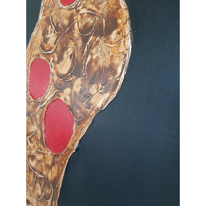 Πίνακας σε καμβά ανάγλυφο σχέδιο Abstract Red and Black Art 100x50x4εκ.