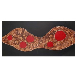 Πίνακας σε καμβά ανάγλυφο σχέδιο Abstract Red and Black Art 100x50x4εκ.