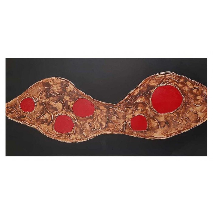 Πίνακας σε καμβά ανάγλυφο σχέδιο Abstract Red and Black Art 100x50x4εκ.