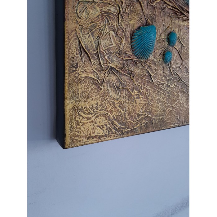 Πίνακας σε καμβά ανάγλυφο σχέδιο Pure Green 60x90x4εκ.