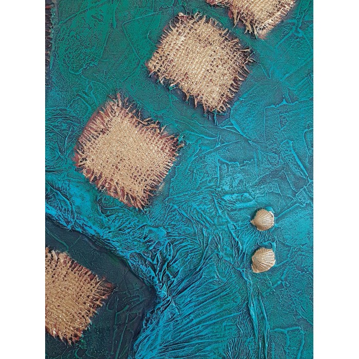 Πίνακας σε καμβά ανάγλυφο σχέδιο Pure Green 60x90x4εκ.