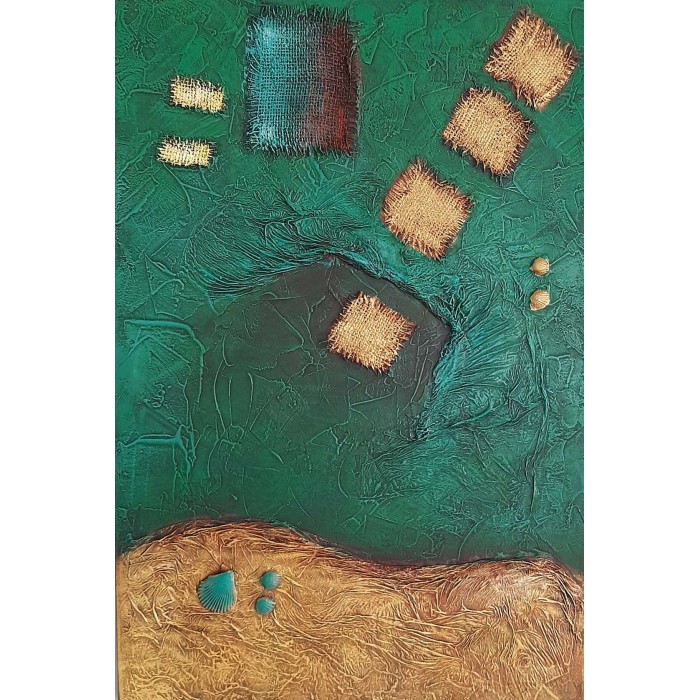 Πίνακας σε καμβά ανάγλυφο σχέδιο Pure Green 60x90x4εκ.
