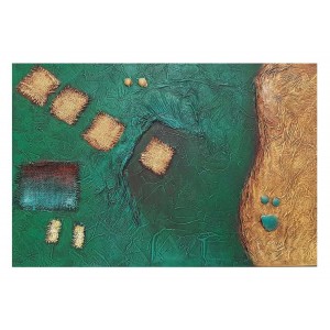 Πίνακας σε καμβά ανάγλυφο σχέδιο Pure Green 60x90x4εκ.