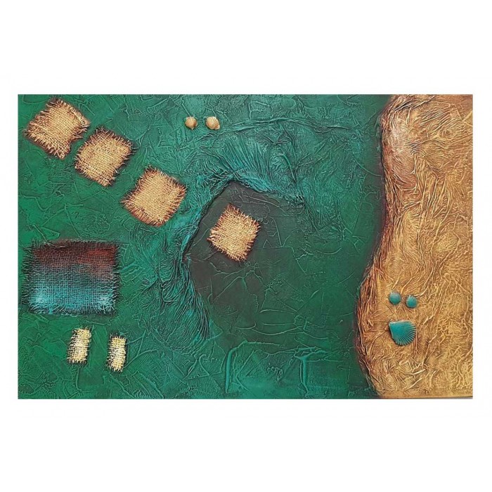 Πίνακας σε καμβά ανάγλυφο σχέδιο Pure Green 60x90x4εκ.
