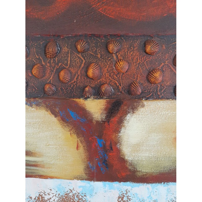 Πίνακας σε καμβά ανάγλυφο σχέδιο Abstract Seashells Art 100x50x4εκ.