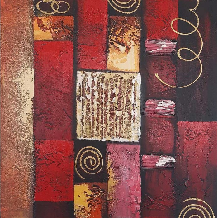 Πίνακας σε καμβά ανάγλυφο σχέδιο Abstract Circles Art 60x60x4εκ. YC-486