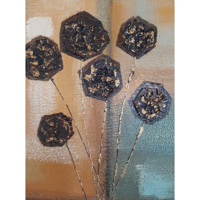 Πίνακας σε καμβά ανάγλυφο σχέδιο Abstract Flower Art 60x60x4εκ. YC-646