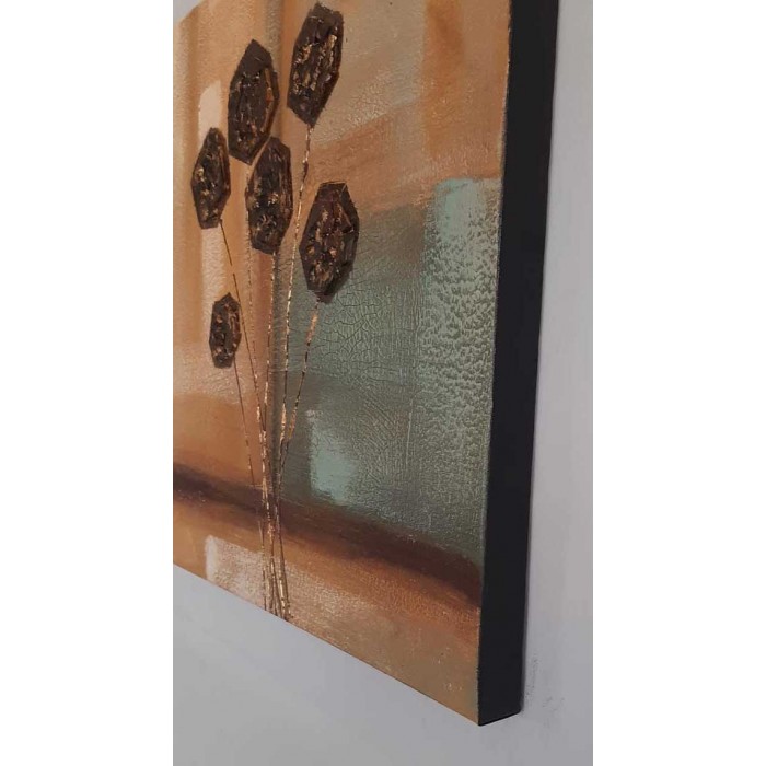 Πίνακας σε καμβά ανάγλυφο σχέδιο Abstract Flower Art 60x60x4εκ. YC-646