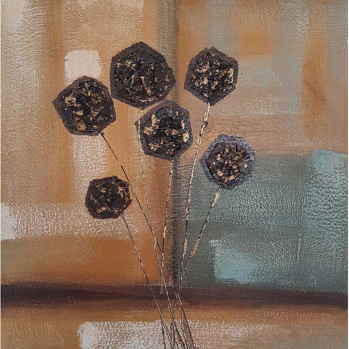 Πίνακας σε καμβά ανάγλυφο σχέδιο Abstract Flower Art 60x60x4εκ. YC-646