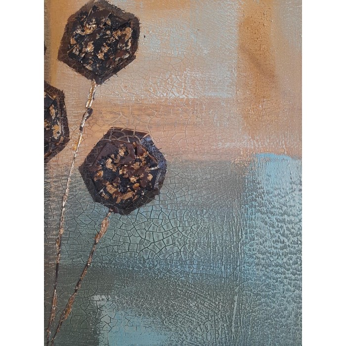 Πίνακας σε καμβά ανάγλυφο σχέδιο Abstract Flower Art 60x60x4εκ. YC-646
