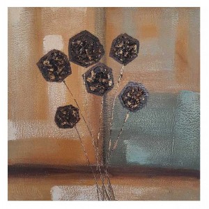 Πίνακας σε καμβά ανάγλυφο σχέδιο Abstract Flower Art 60x60x4εκ. YC-646